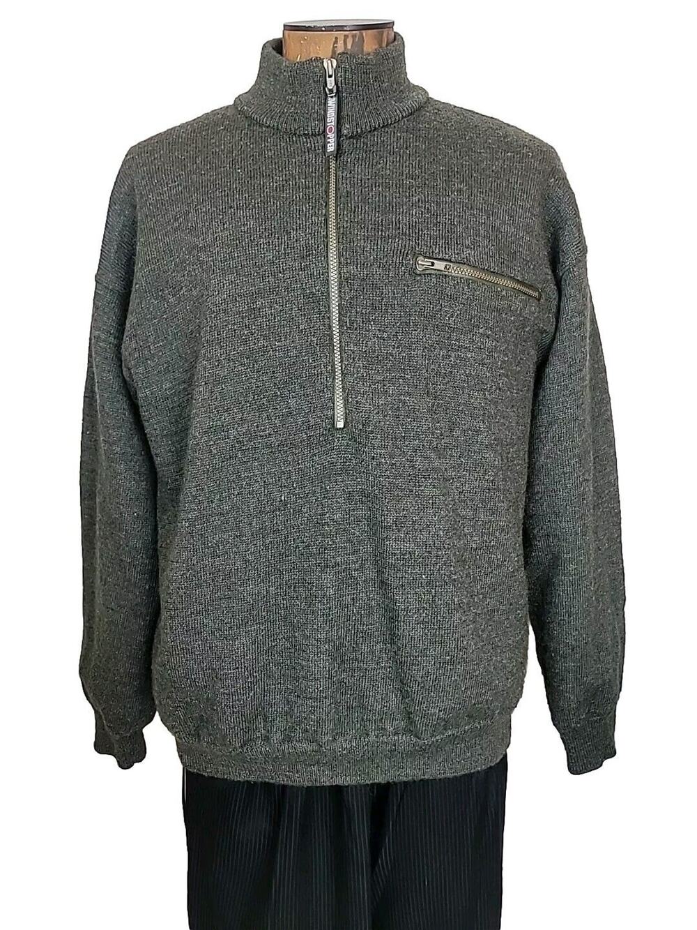 VTG Cabela's Gore Windstopper Wool Blend 1/2 Zip Pullover Jacket Mens Large Tall
